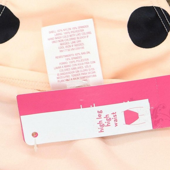 NWT Xhilaration High-Waist Bikini Bottom Small Light Pink / Black Polka Dot - Picture 5 of 7